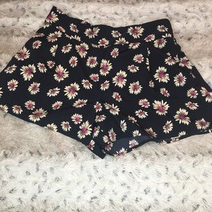 Floral print shorts.